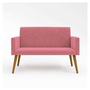 Ver imagem 1 de Poltrona Namoradeira Nina em Suede 2 Lugares com Pés de Madeira Balaqui Decor