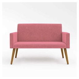 Poltrona Namoradeira Nina em Suede 2 Lugares com Pés de Madeira Balaqui Decor - 1