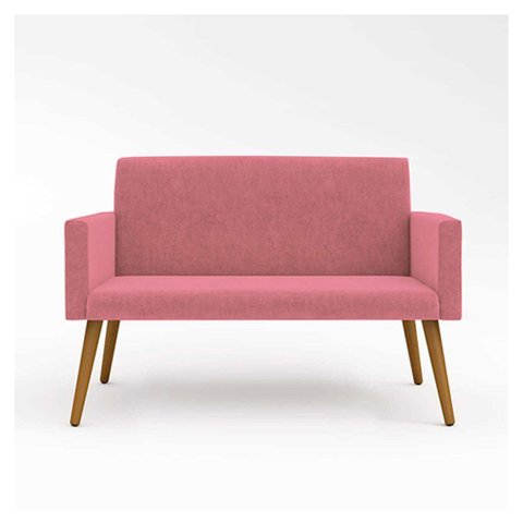 Poltrona Namoradeira Nina em Suede 2 Lugares com Pés de Madeira Balaqui Decor