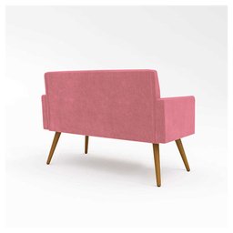 Poltrona Namoradeira Nina em Suede 2 Lugares com Pés de Madeira Balaqui Decor - 4