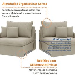 Sofá Cama Retrátil e Reclinável 200cm Madri Movenzo Estofados Corino - 4