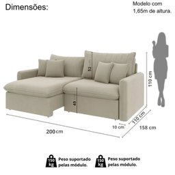 Sofá Cama Retrátil e Reclinável 200cm Madri Movenzo Estofados Corino - 3