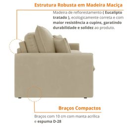 Sofá Cama Retrátil e Reclinável 200cm Madri Movenzo Estofados Corino - 10