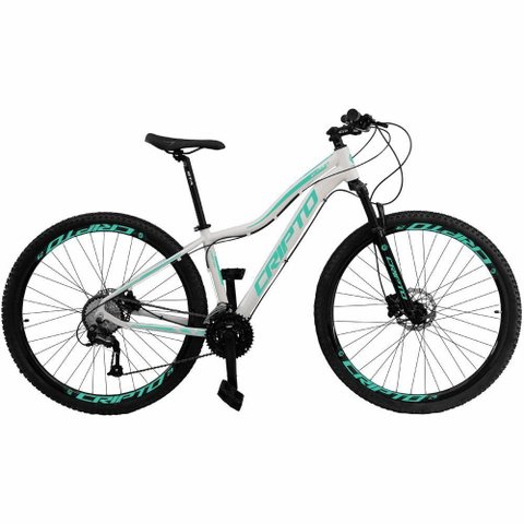 Bicicleta Aro 29 Cripto 24 Marchas Shimano e Freio a Disco - Branco-verde - 15" Branco-verde