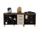 Ver imagem 3 de Kit 2 Balcões Modulados Gabinete Pia 120cm e Cooktop 70cm com Tampo Lisboa Fidelitá Noce/off-white