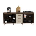 Ver imagem 3 de Kit 2 Balcões Modulados Gabinete Pia 120cm e Cooktop 70cm com Tampo Lisboa Fidelitá Noce/Off-White