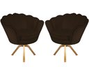Ver imagem 1 de Kit 2 Poltronas Decorativa Pétala Base Giratória Madeira Couro Marrom Mz Decor