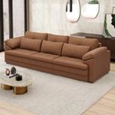 Ver imagem 4 de Sofá Retrátil 4 Lugares para Sala 332cm Dijon Couro Mel S07 - Mpozenato