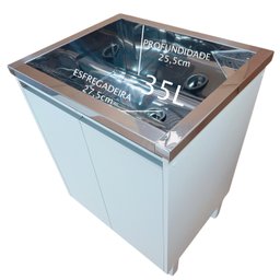 Tanque de Lavar Roupa Inox 35 Plus Gabinete 2 Portas Montado - 4