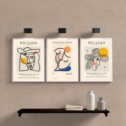 Kit 3 Quadros Minimalistas Cubismo picasso 33x24cm:madeira Preta - 2