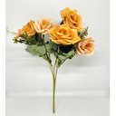 Ver imagem 5 de Jogo Buquê Mini Rosas Pêssego 5 Flores Folhagens Realistas 2 Unidades 30cm