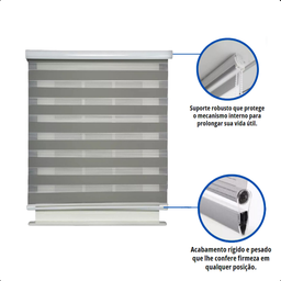 Persiana Rolo Double Vision Zebra 1,60l X 1,60a Cinza Escuro - 6