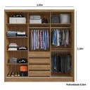 Ver imagem 2 de Guarda Roupa Casal Dalila 3 Portas C/espelho - Élpis Móveis - Amendoa Touch