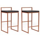Ver imagem 1 de Banqueta Industrial Aço Cromada Bronze – Gourmet, Varanda, Living – Banqueta Moema Kit 2