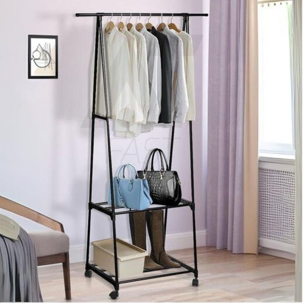 Arara de Roupa com Sapateira Cabideiro Chão Rack Organizado Cabideiro Organizador Arara Roupas - Pre - 4