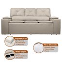 Ver imagem 3 de Sofá com Porta Copos Retrátil e Reclinável Siena 2,05m Velosuede - Netsofas - Bege