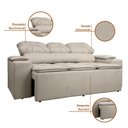 Ver imagem 5 de Sofá com Porta Copos Retrátil e Reclinável Siena 2,05m Velosuede - Netsofas - Bege