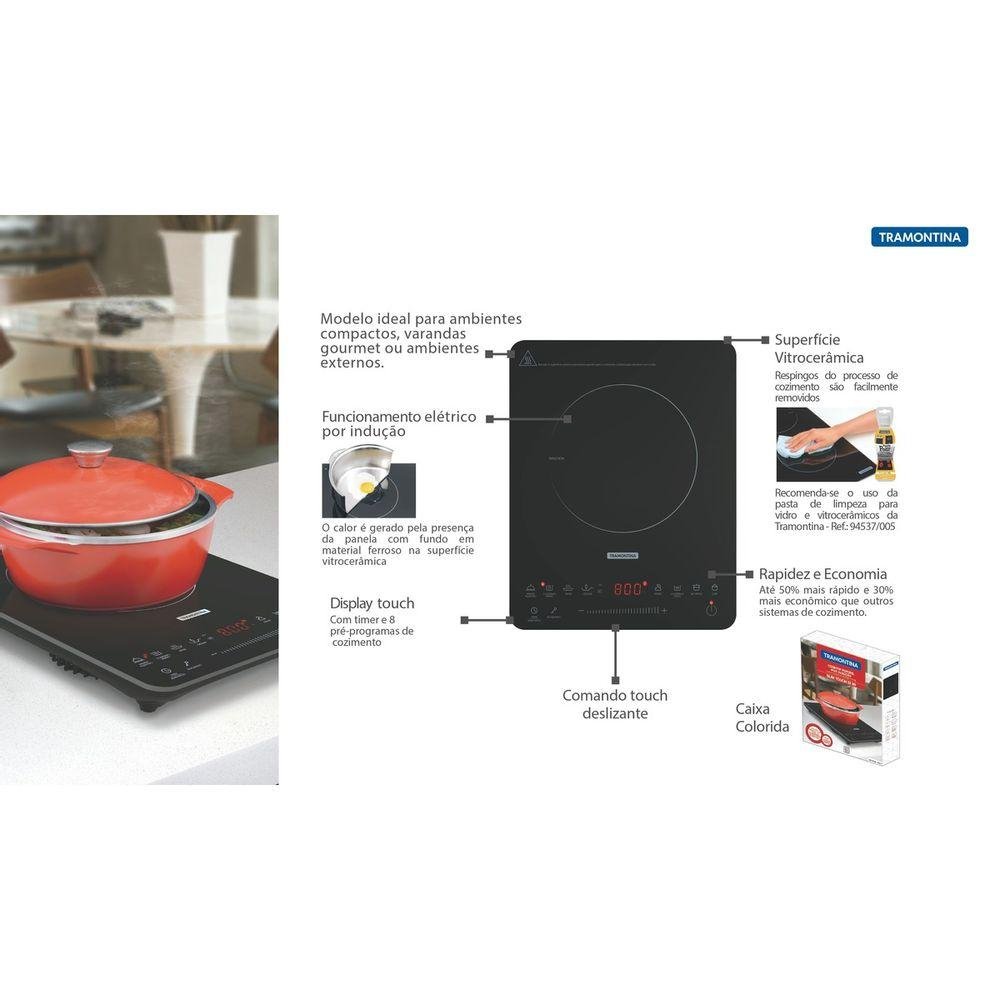 Cooktop Portátil Indução Tramontina Slim Touch EI 30 com 1 Área de Aquecimento e Comando Touch 1 - 3