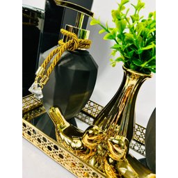Kit Lavabo Completo Preto Gold Aroma Sabonete Porta Escovas - 3