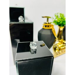 Kit Lavabo Completo Preto Gold Aroma Sabonete Porta Escovas - 2