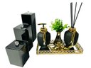 Ver imagem 1 de Kit Lavabo Completo Preto Gold Aroma Sabonete Porta Escovas