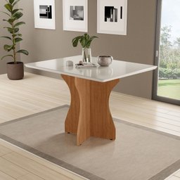 Mesa Jantar Retangular Luxo 120x80 Tampo Off com Vidro Pé Mdf - 1