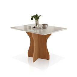 Mesa Jantar Retangular Luxo 120x80 Tampo Off com Vidro Pé Mdf - 3