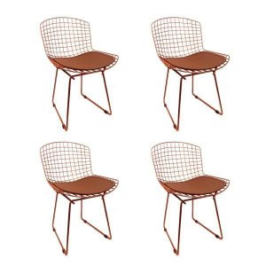 Kit 4 Cadeiras Bertoia Cobre com Assento Cobre