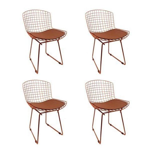 Kit 4 Cadeiras Bertoia Cobre com Assento Cobre
