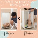 Ver imagem 2 de Organizador Infantil Cesto Multifuncional Rodinha MDF Branco
