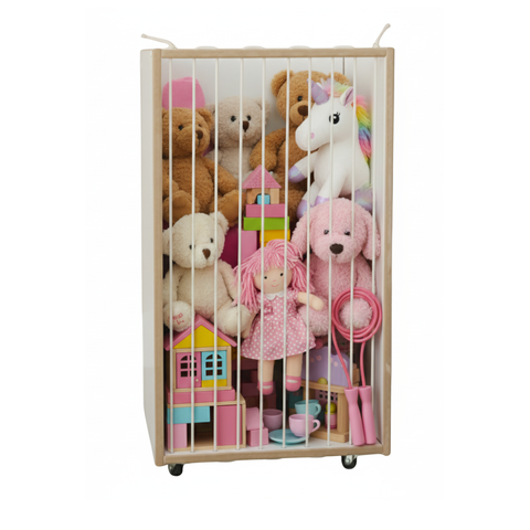 Organizador Infantil Cesto Multifuncional Rodinha Mdf Branco