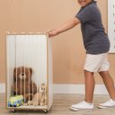 Ver imagem 3 de Organizador Infantil Cesto Multifuncional Rodinha MDF Branco