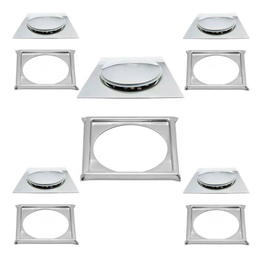 Kit C/5 Ralo e Porta Grelha Inox Piso Click Cromado 10x10 Cm - 1