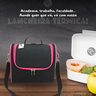 Lancheira Térmica Bolsa Frasqueira Lanche Frutas Escolar:preto com Rosa - 2