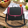 Lancheira Térmica Bolsa Frasqueira Lanche Frutas Escolar:preto com Rosa - 3