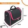 Lancheira Térmica Bolsa Frasqueira Lanche Frutas Escolar:preto com Rosa - 4