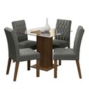Ver imagem 2 de Conjunto Sala de Jantar Mesa Tampo de Vidro 4 Cadeiras Rustic/silver Noemi Madesa