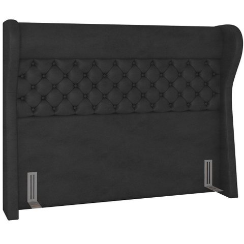 Cabeceira Cama Box Queen 160 Cm P05 Madrid Couríssimo Preto - Lyam Decor
