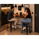 Ver imagem 3 de Mesa Jantar Aparador Bancada Alta Industrial 200x70cm Tampo Marrom Pés Preto