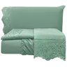 Jogo Lençol King Passione Bordado Inglês 4pç 100% Poliéster - Verde - 1