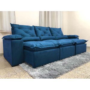 Sofá Retrátil Reclinável 2,70 M Azul 206 Athenas