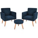 Ver imagem 2 de Kit 2 Poltronas + Puff Dallas Veludo Azul E433 - Matrix