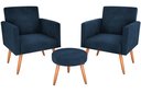 Ver imagem 2 de Kit 2 Poltronas + Puff Dallas Veludo Azul E433 - Matrix