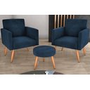 Ver imagem 1 de Kit 2 Poltronas + Puff Dallas Veludo Azul E433 - Matrix