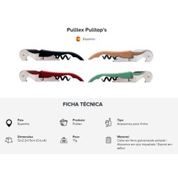 Saca-rolha Dois Estágios Abridor de Garrafa Pulltex Pulltaps:verde Menta - 5