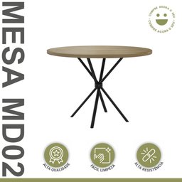 Mesa Redonda 4 Lugares 80cm Tampo Madeira Md02  - 3