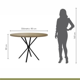 Mesa Redonda 4 Lugares 80cm Tampo Madeira Md02  - 6