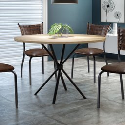 Mesa Redonda 4 Lugares 80cm Tampo Madeira Md02  - 2