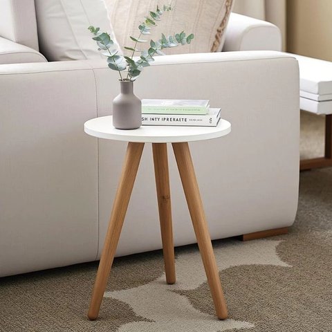 Mesa de Canto Redonda Pe Palito Lateral Sofa Pequena Retrô