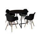 Ver imagem 6 de Mesa Jantar Industrial Preta 110cm Redonda Base V Ferro Preto com 4 Poltronas Pretas Madeira Preto